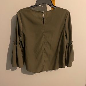Green business casual blouse with puffy sleeves size medium worn once